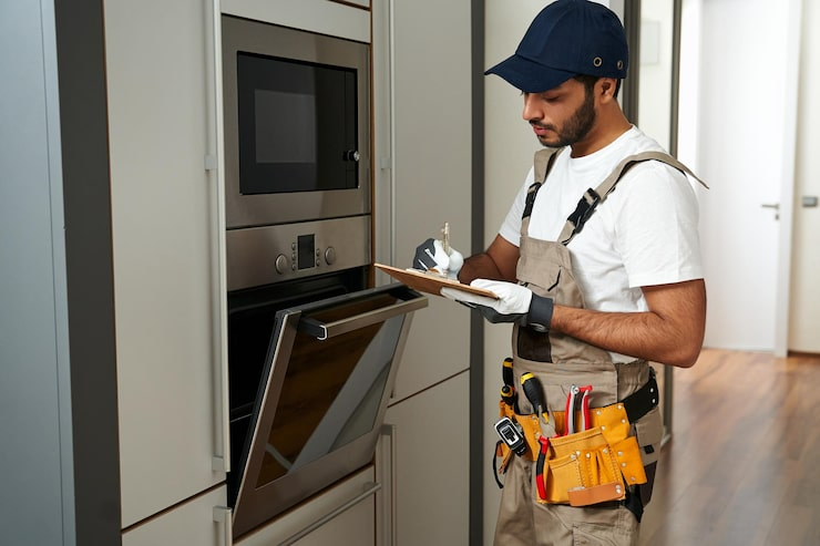 Technician working on appliance